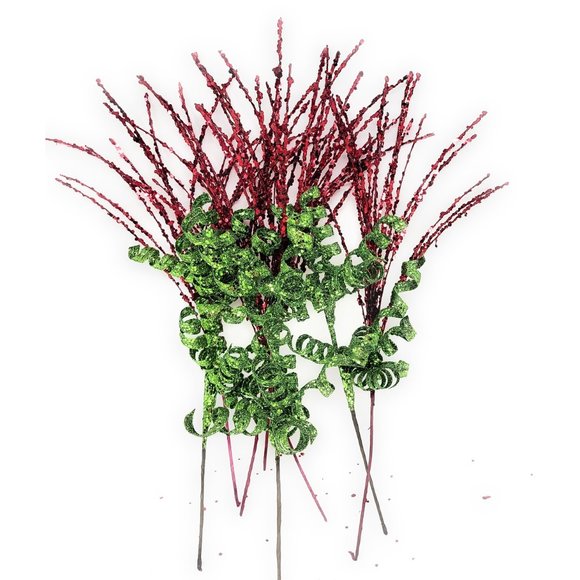 Twisted Twirl and Glitter Grass Red and Green Glitter Picks (Set of 8) - Picture 2 of 9